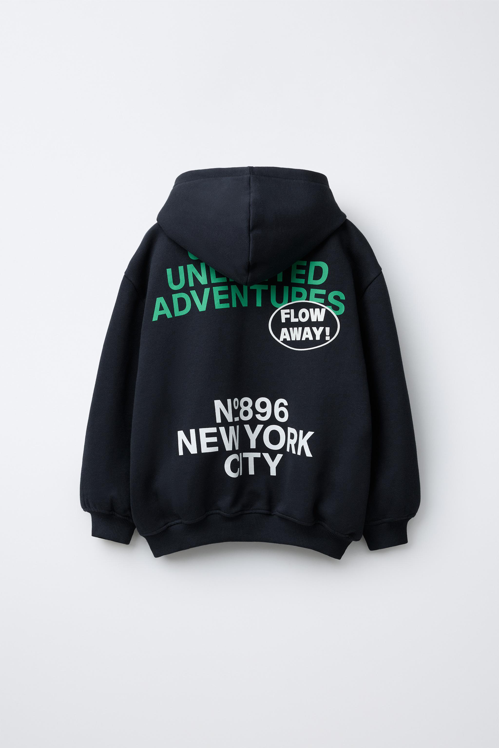 HOODED SWEATSHIRT WITH TEXT PRINT